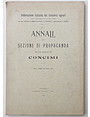 Annali della sezione di propaganda per luso razionale dei concimi. Anni 1898-99-900-901.