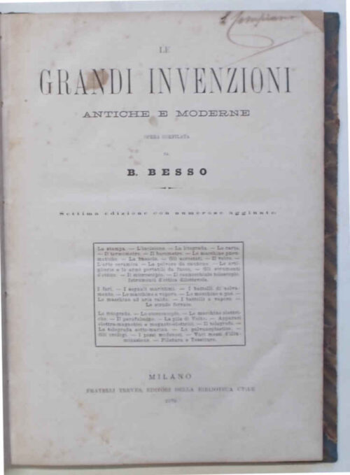Le grandi invenzioni antiche e moderne.