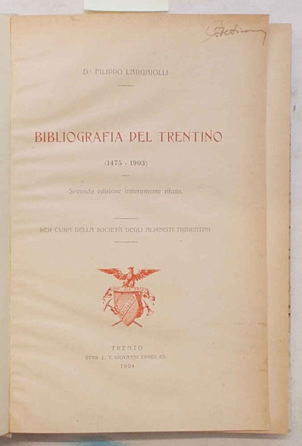 81-0110 Bibliografia del Trentino (1475 - 1903).
