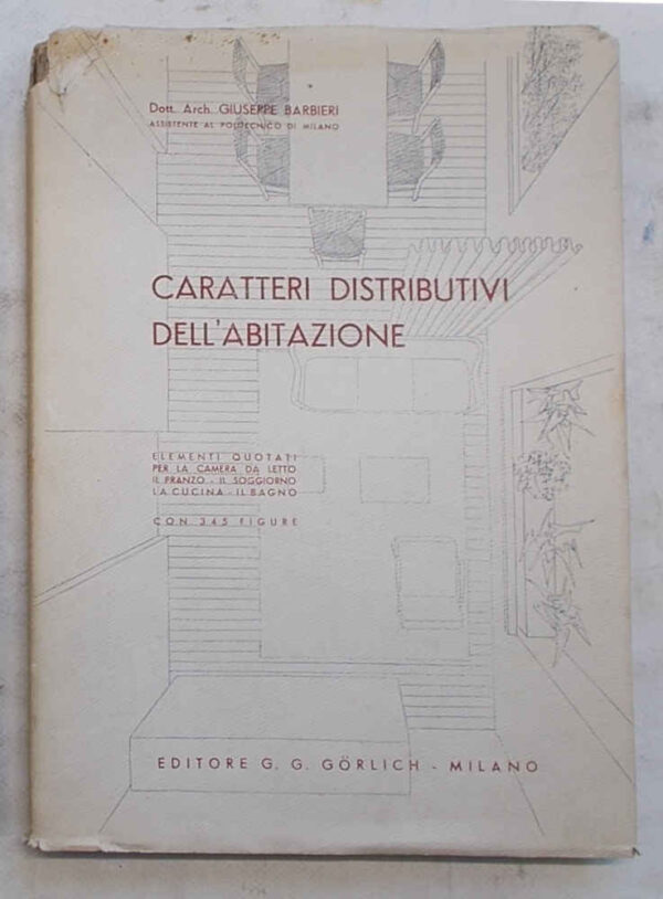 83-0514 Caratteri distributivi dell'abitazione. Elementi quotati per la camera da letto - il pranzo - il soggiorno - la cucina - il bagno.
