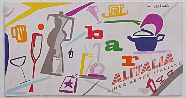 S7-0476 Alitalia. Linee Aeree Italiane. Classe Turistica. Vini, Aperitivi, Liquori. Sigarette.