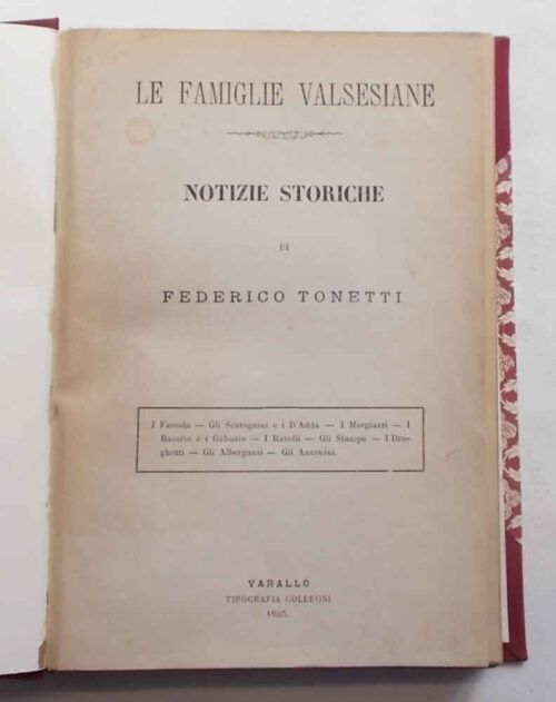 Le Famiglie Valsesiane. Notizie storiche. TONETTI FEDERICO